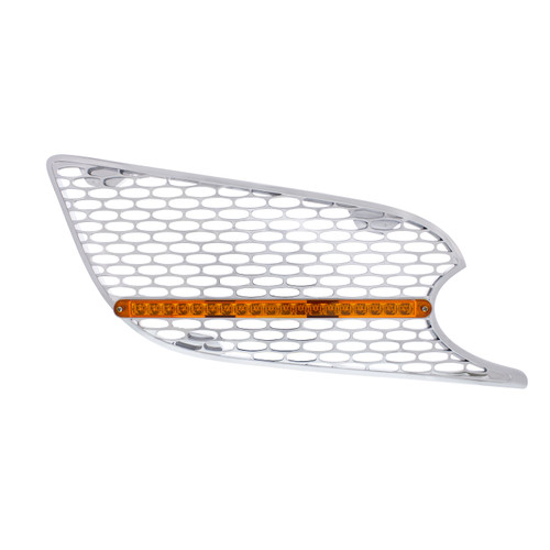 Peterbilt 579 (2012-2021) Chrome Air Intake Grille W/ Reflector LED Light (Passenger)- Amber LED/Amber Lens