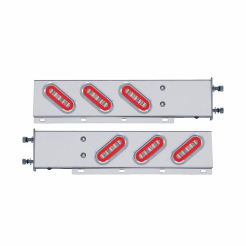 3-3/4" Bolt Pattern SS Spring Loaded Bar With 6X 22 Red LED 6" Oval GloLight & Visor -Clear Lens