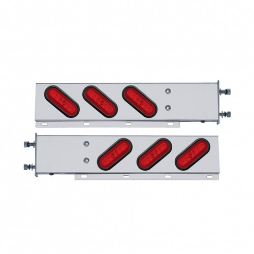 3-3/4" Bolt Pattern SS Spring Loaded Bar With 6X 22 Red LED 6" Oval GloLight & Grommet -Red Lens