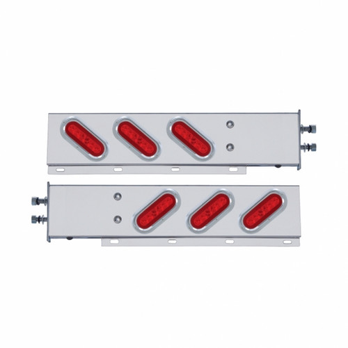 2-1/2" Bolt Pattern SS Spring Loaded Bar With 6X 22 Red LED 6" Oval GloLight & Visor -Red Lens