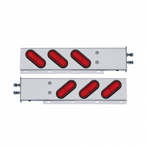 2-1/2" Bolt Pattern SS Spring Loaded Bar With 6X 22 Red LED 6" Oval GloLight & Grommet -Red Lens