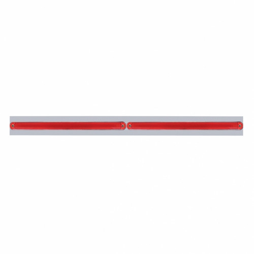 Chrome Top Mud Flap Plate With Two 24 LED 12" GloLight Bars - Red LED/Red Lens