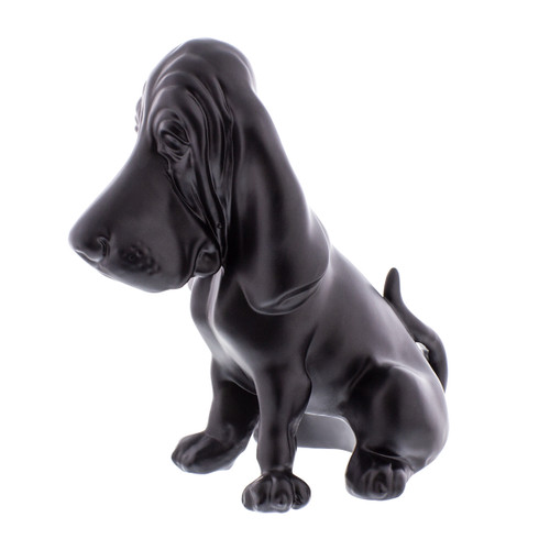 Matte Black Die-Cast Bassett Hound Ornament