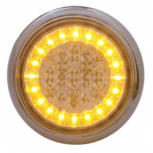 44 LED "Euro" Stop, Turn & Tail Light (Flange Mount) - Amber LED/Red LED/Clear Lens