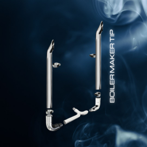 Boilermaker Tip Peterbilt 359, 379, 389 Exhaust Kit with Stove Tips and 90 Degree Elbows Boilermaker Tip Peterbilt 359, 379, 389 Exhaust Kit with Stove Tips and 90 Degree Elbows