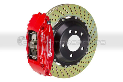 Brembo GT Brake Kit - Front 4 Pistons Red Calipers 332X32 2-Piece Drilled for Supra MKIV