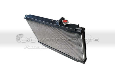 Powerhouse Racing Aluminum Race Radiator OEM Hose Gloss Black Powder Coat for Supra MKIV