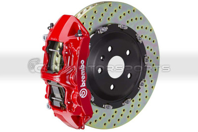 Brembo GT Brake Kit - Front 6 Pistons Red Calipers 380X34 2-Piece Drilled for Supra MKIV