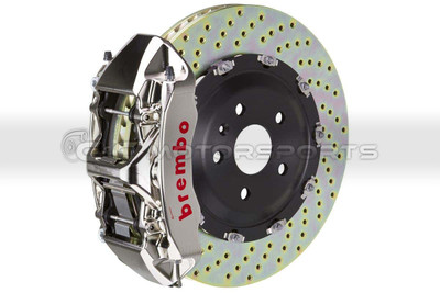 Brembo GT-R Brake Kit - Front 6 Pistons Nickel Plated Calipers 380X34 2-Piece Drilled for Supra MKIV
