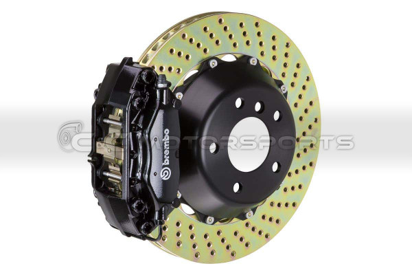 Brembo GT Brake Kit - Rear 4 Pistons Black Calipers 345X28 2-Piece Drilled for Supra MKIV