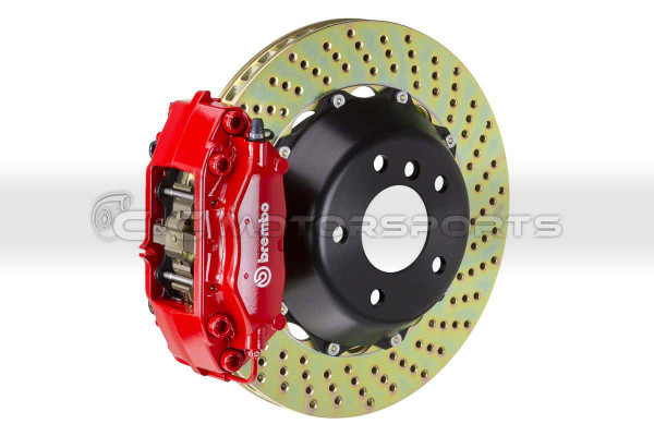 Brembo GT Brake Kit - Rear 4 Pistons Red Calipers 345X28 2-Piece Drilled for Supra MKIV