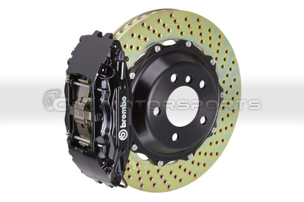 Brembo GT Brake Kit - Front 4 Pistons Black Calipers 355X32 2-Piece Drilled for Supra MKIV