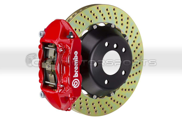 Brembo GT Brake Kit - Rear 4 Pistons Red Calipers 380X28 2-Piece Drilled for Supra MKIV