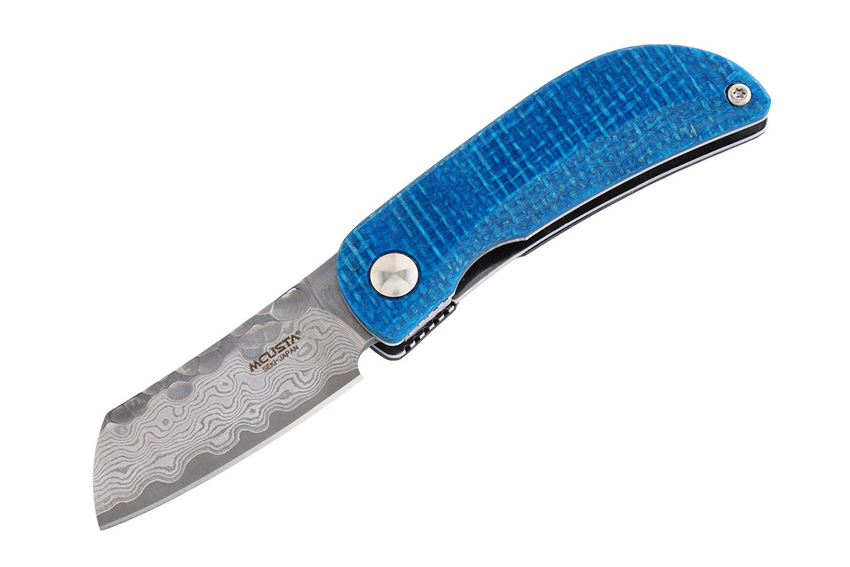 MC-212D Petit VG-10 Core Damascus Blue/Black Micarta 2.75