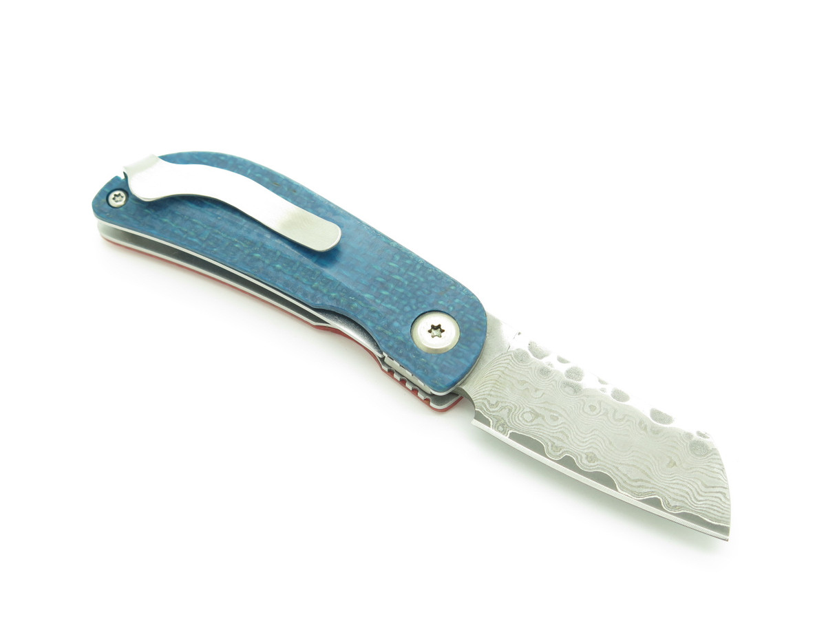 MC-212D Petit VG-10 Core Damascus Blue/Black Micarta 2.75 