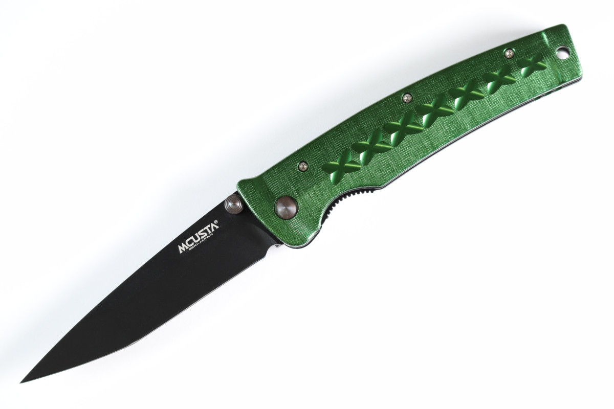 Mcusta MC-44C Katana VG-10 Core San Mai Black/Green Anodized Aluminum 4.25  Folding Knife - Mcusta USA