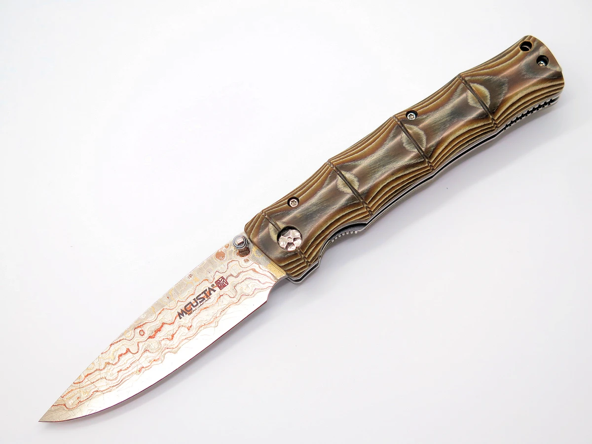 Blade Show 2026 Custom 1/1 Tan Bamboo Handle Rainbow Damascus