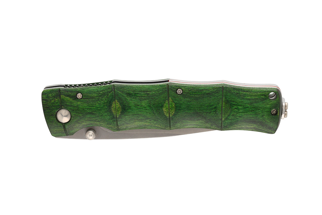 Mcusta MC-203G Shinra Maxima Shinari SPG2 San Mai Green Pakkawood 4.5" Folding knife