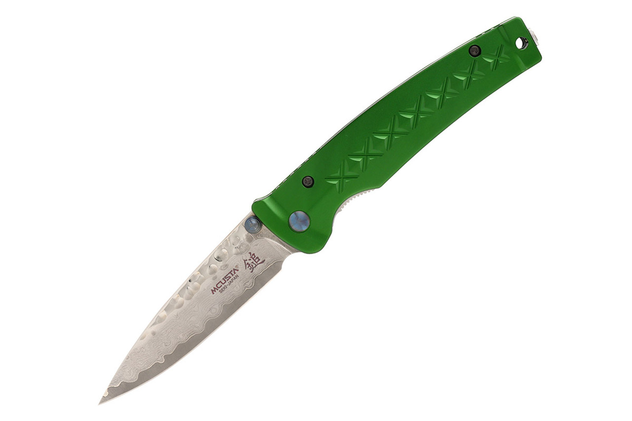 Mcusta MC-163D Fusion VG-10 Core Damascus Green Anodized Aluminum 4.25" Folding knife