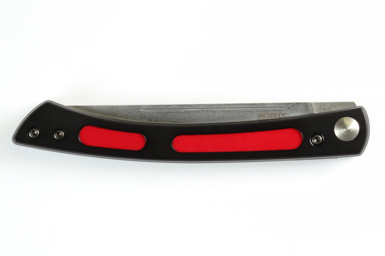 MC-221D The Executive VG-10 Core Damascus Red Micarta 4.56" Personal Folding Steak Knife