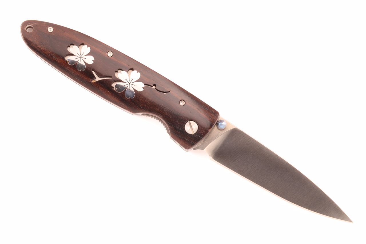 Limited Edition SN 001 Flower Inlay 4.3" Ebony Handle VG-10 Blade Folding Knife