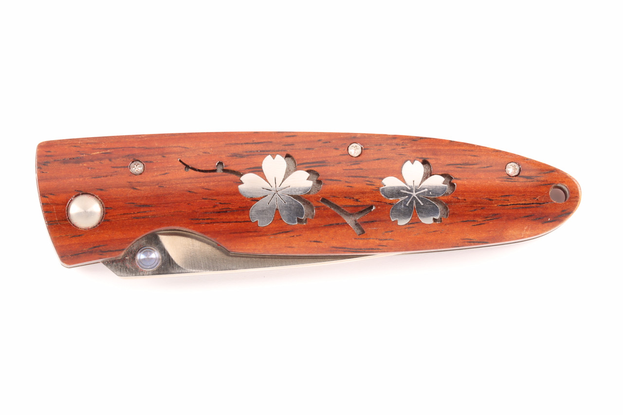 Limited Edition SN 001 Flower Inlay 4.3" Cocobolo Handle VG-10 Blade Folding Knife