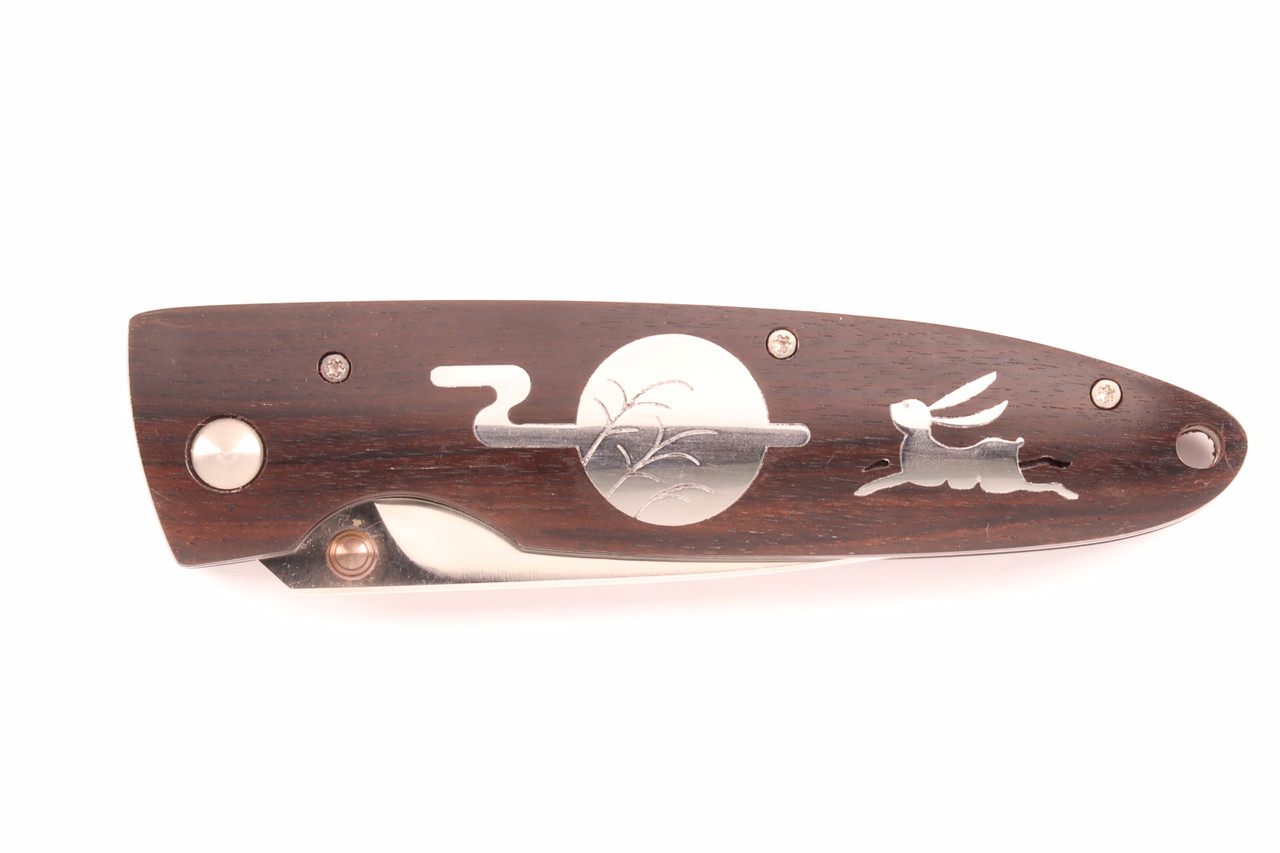 Limited Edition SN 001 Rabbit Inlay 4.3" Ebony Handle VG-10 Blade Folding Knife