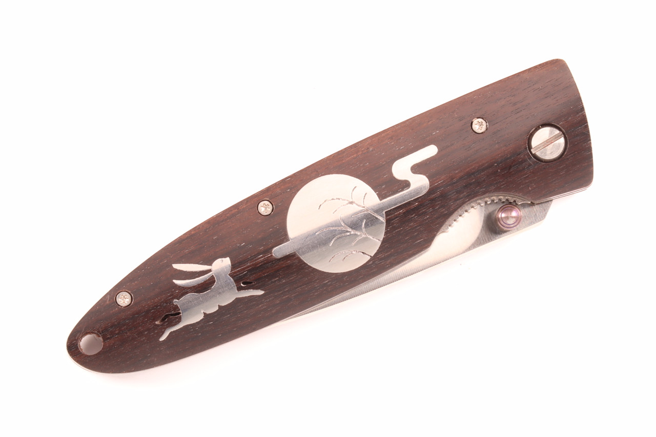 Limited Edition SN 001 Rabbit Inlay 4.3" Ebony Handle VG-10 Blade Folding Knife