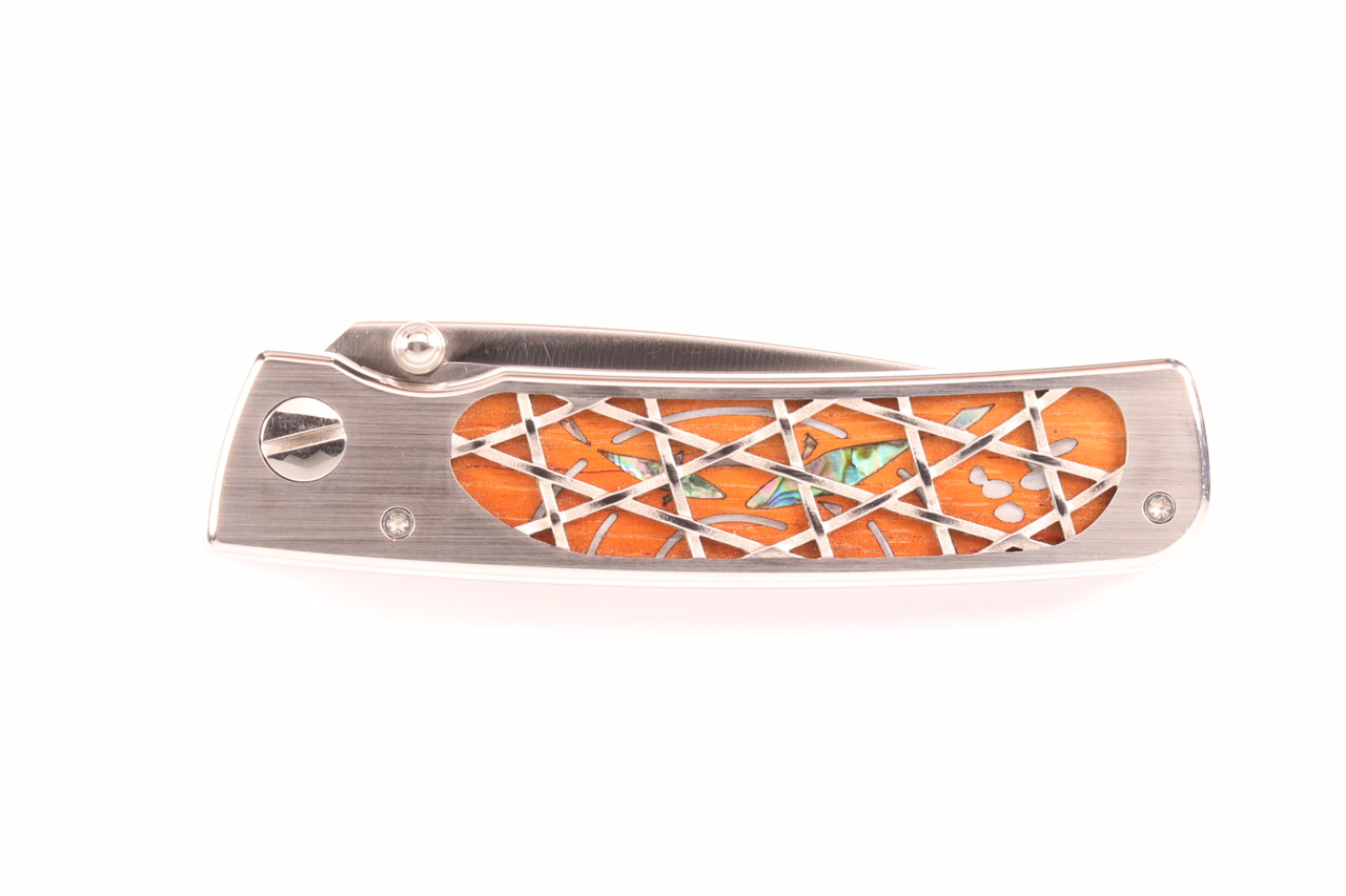 Limited Edition Prototype SN 000 3.7" Abalone Koi Inlay Handle VG-10 Blade Folding Knife