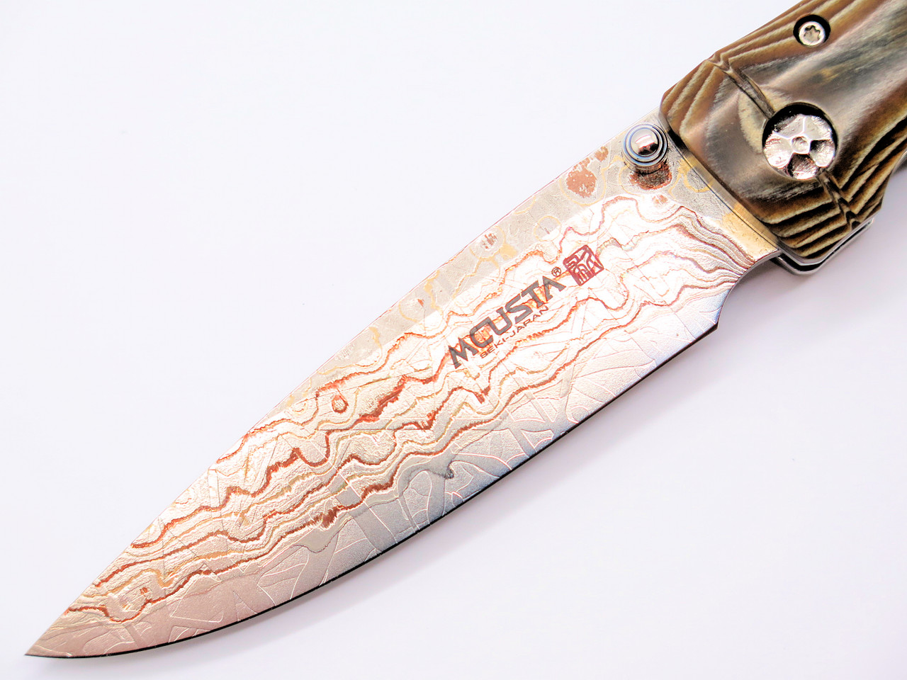 Blade Show 2026 Custom 1/1 Tan Bamboo Handle Rainbow Damascus