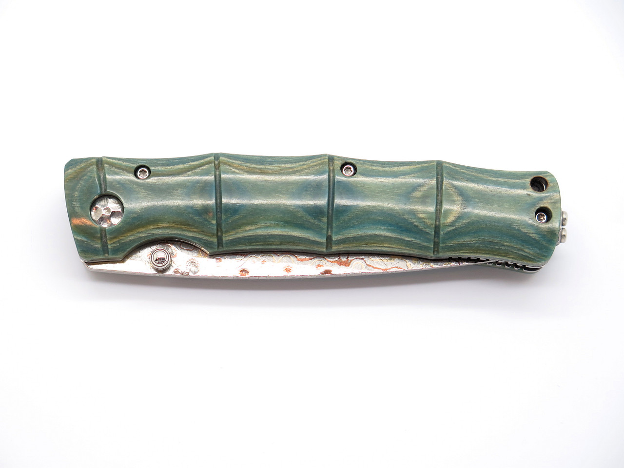 Blade Show 2026 Custom 1/1 Jade Green Bamboo Handle Rainbow Damascus