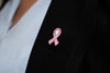 White & Pink Ribbon Pin Badge 