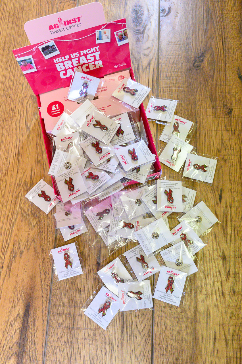 Box of 40 Against Breast Cancer Pin Badges