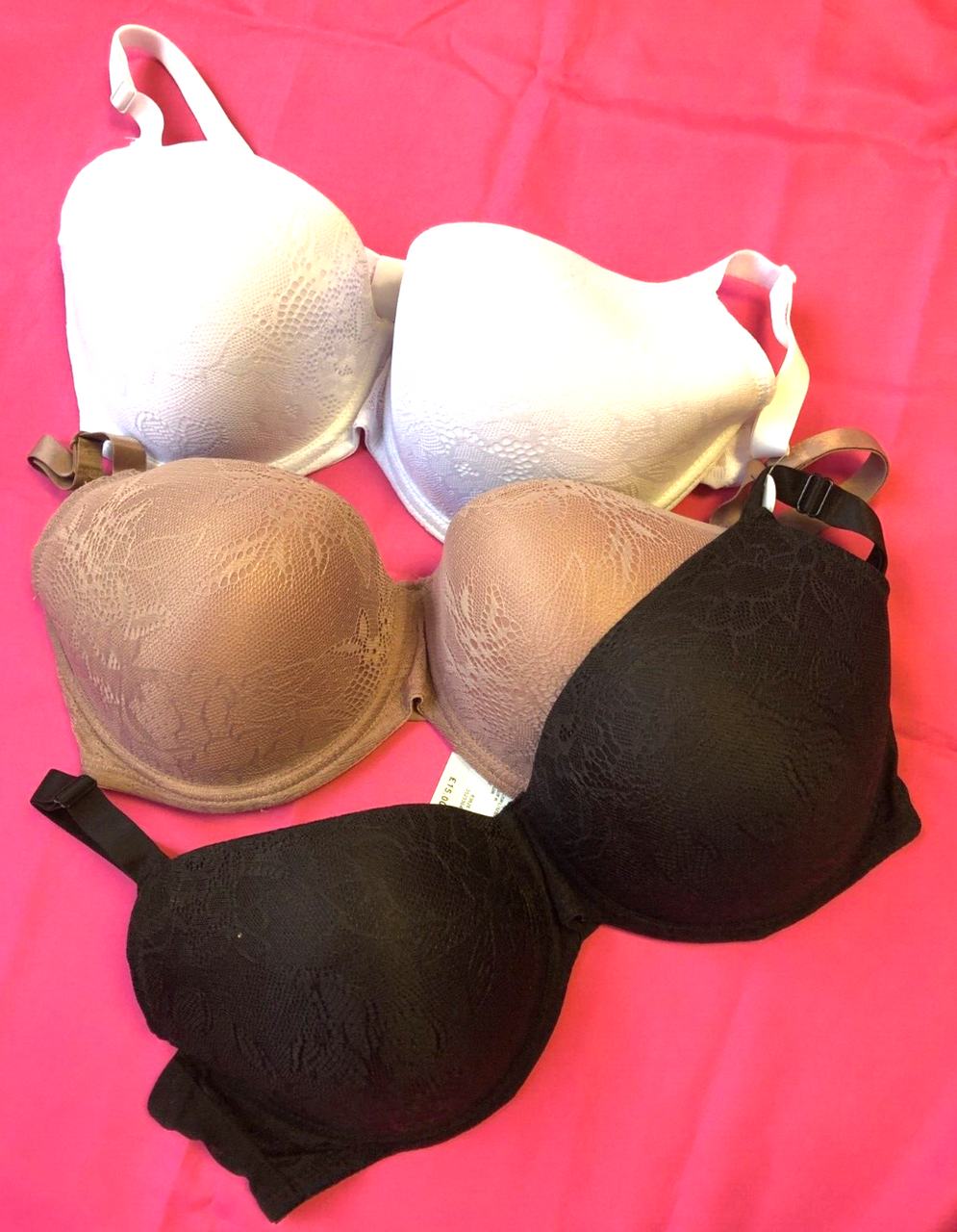 Primark Bras 34E PK3 Black/White/Nude Padded Balcony Underwired New with  Tags - Against Breast Cancer