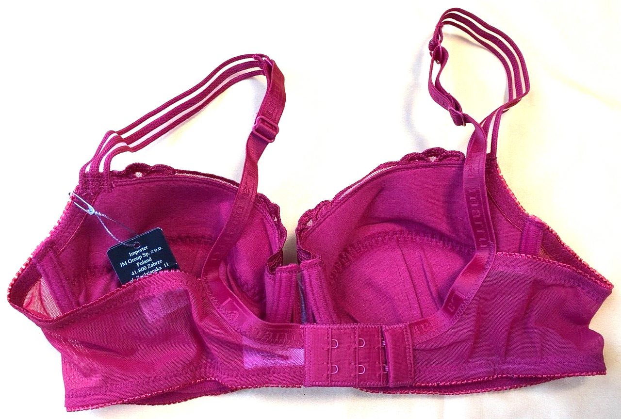 Bra 34B Red by La Marru Balconette Underwired Padded Lace Overlay New with  Tags - Against Breast Cancer