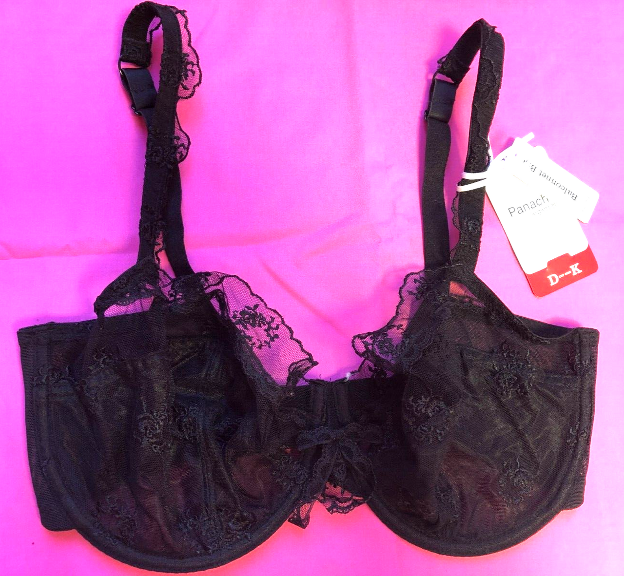 Panache Superbra 34F Black Eliza 4151 Balcony Semi Sheer