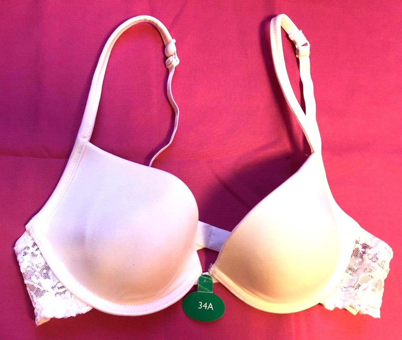 Debenhams Bra 34A White Plunge T-Shirt Underwired Padded New with