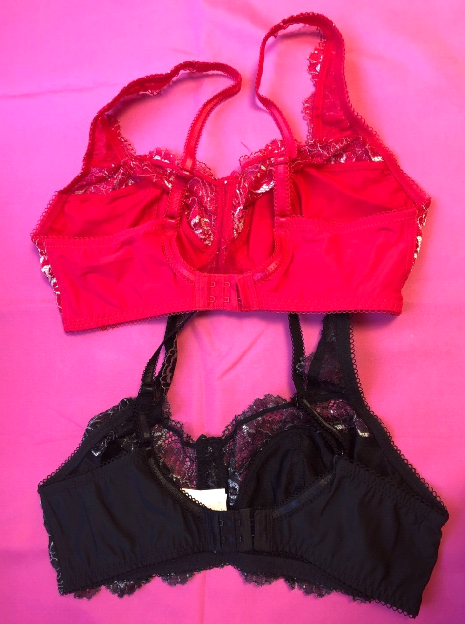 Pretty Secrets Bras 34D Red/Black Pk2 Full Cup Non-Wired Non