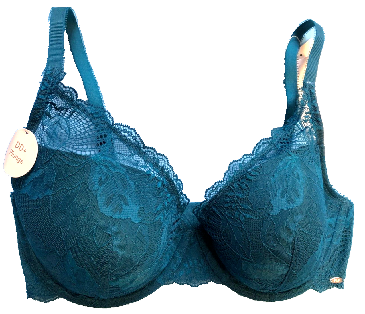 F&F Bra 36E Teal Padded Plunge Underwired New with Tags - Against