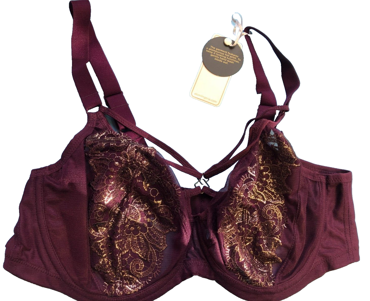 Elomi Bra 36E Gilded Berry/Silver Plunge Strappy Eugenie 4470 Underwired  BNWT - Against Breast Cancer