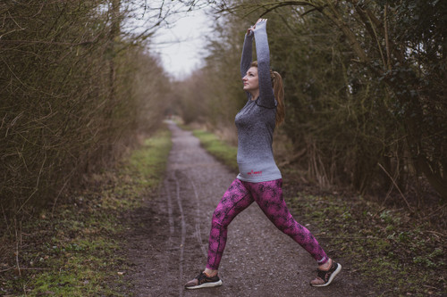 Against Breast Cancer Ladies Speckled Pink Gym Leggings