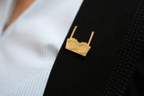 Gold Bra Pin Badge