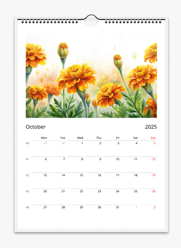 A4 Flowers of the month 2025 calendar