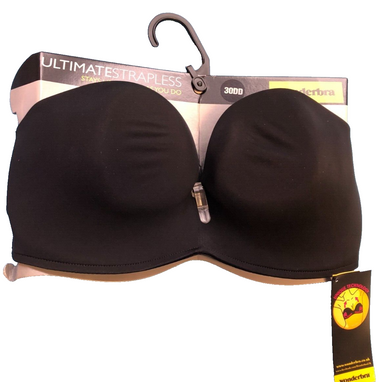 Wonderbra Ultimate Strapless 30DD Black 9337 Push Up New+Tags