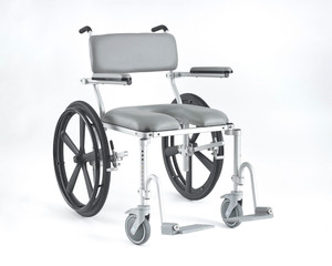 Portable Roll-in Shower/Commode Chair W/ 24" Rear Wheels, 17"x17" seat