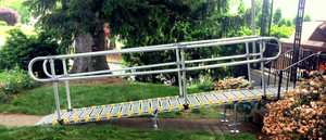 36" Wide Portable and Modular Ramp System (ADA Continuous Loop End Handrail, two sides)