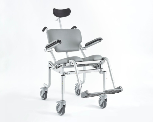 Roll-in-shower/commode chair with tilt-in-space, 17"x17" seat, Overall 22" wide