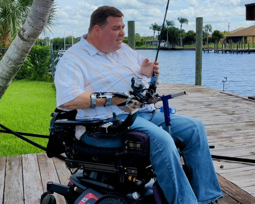 Hands-on Adjustable, Hinged Fish Fighting Rod Holder for Wheelchair Seat