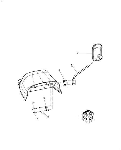 TC40A 08.08.01 L.H. REAR VIEW MIRROR KIT 718877006