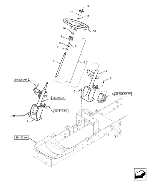 BOOMER 24 41.101.AB[01] - STEERING COLUMN, PUMP & WHEEL